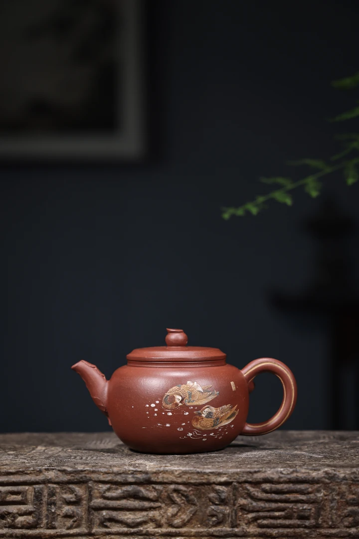 壶友鉴赏经典作品，好事成双壶，万佳一泥绘，底槽清泥，260毫升。