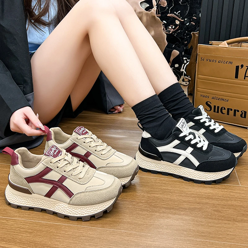 2024秋季新款华夫阿甘鞋女款爆款厚底休闲运动鞋百搭超火老爹鞋