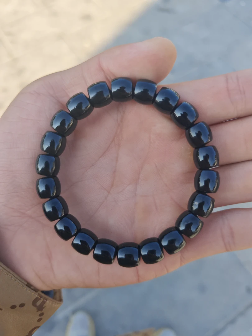 和田玉黑青手串约10*9mm
