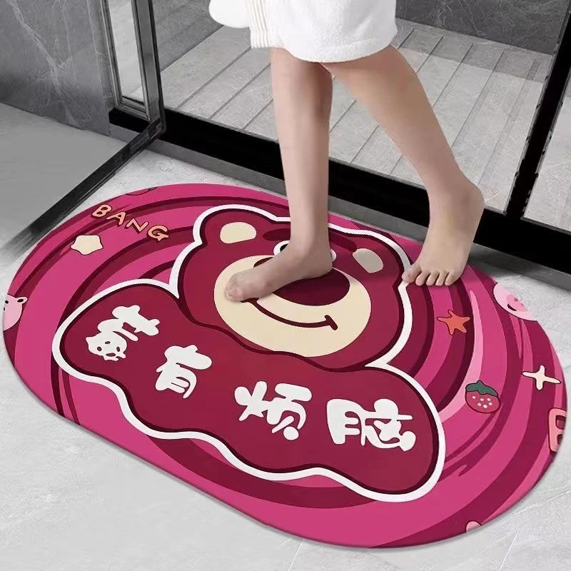 硅藻泥卡通吸水垫浴室防滑脚垫厨房卫生间门口速干耐脏地垫进门快