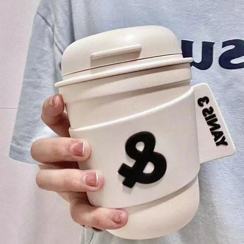 yanis3保温咖啡杯女杯子ins车载保冷水杯简约吸管直饮便携随行杯