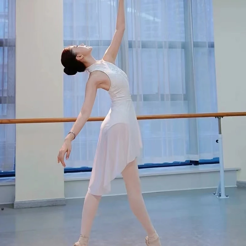 e-Lin Dacing/倚玲舞蹈芭蕾舞短裙纱裙弹力斜边连裆新款舞蹈衣服