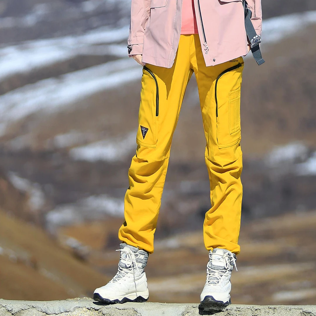 雪丘岛户外裤子2024冬季防风保暖软壳裤运动休闲旅行徒步登山裤女