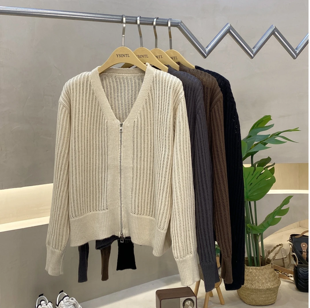 【墨涵精选】气质百搭时尚休闲显瘦针织开衫7965