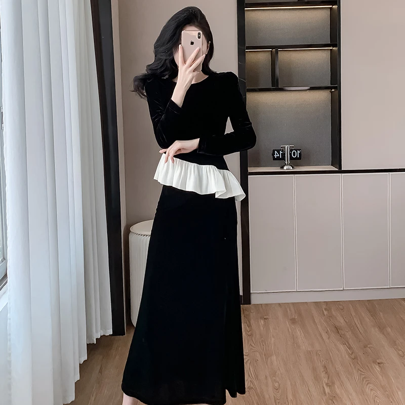 富家千金不规则荷叶边拼接小香风套装初秋高级小洋装两件套包臀裙