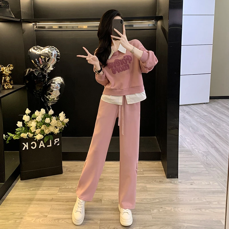 2024气质时尚减龄两件套洋气休闲运动阔腿裤小个子显瘦秋季套装女