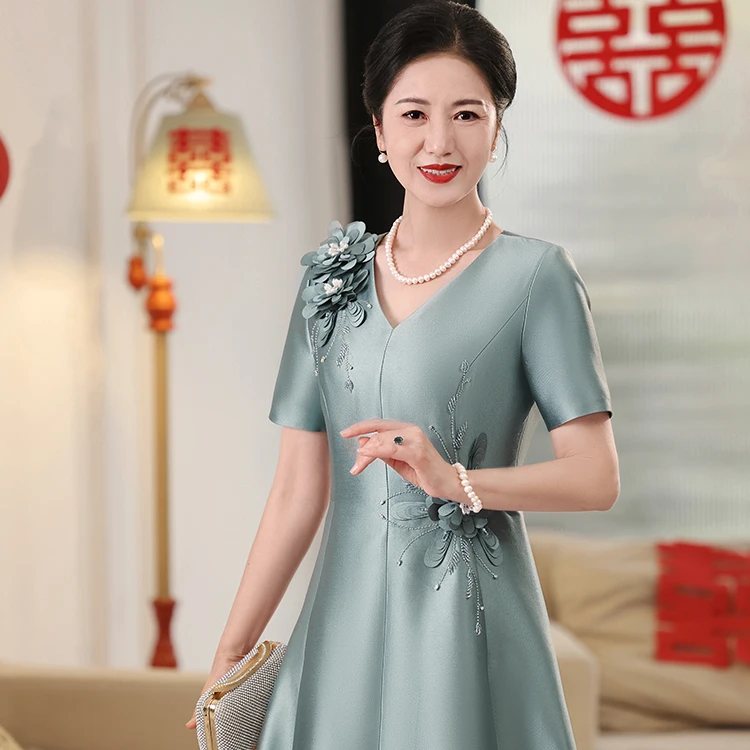 高端喜婆婆婚宴装晚礼服小个子年轻妈妈婚礼高贵洋气平时可穿高档