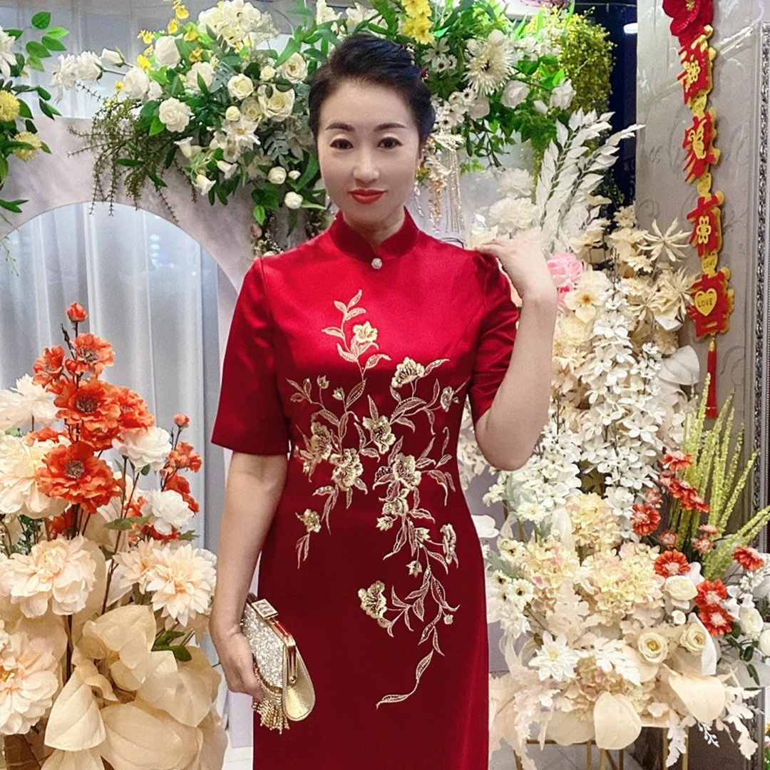 623926A典雅气质三醋酸苏绣礼服旗袍