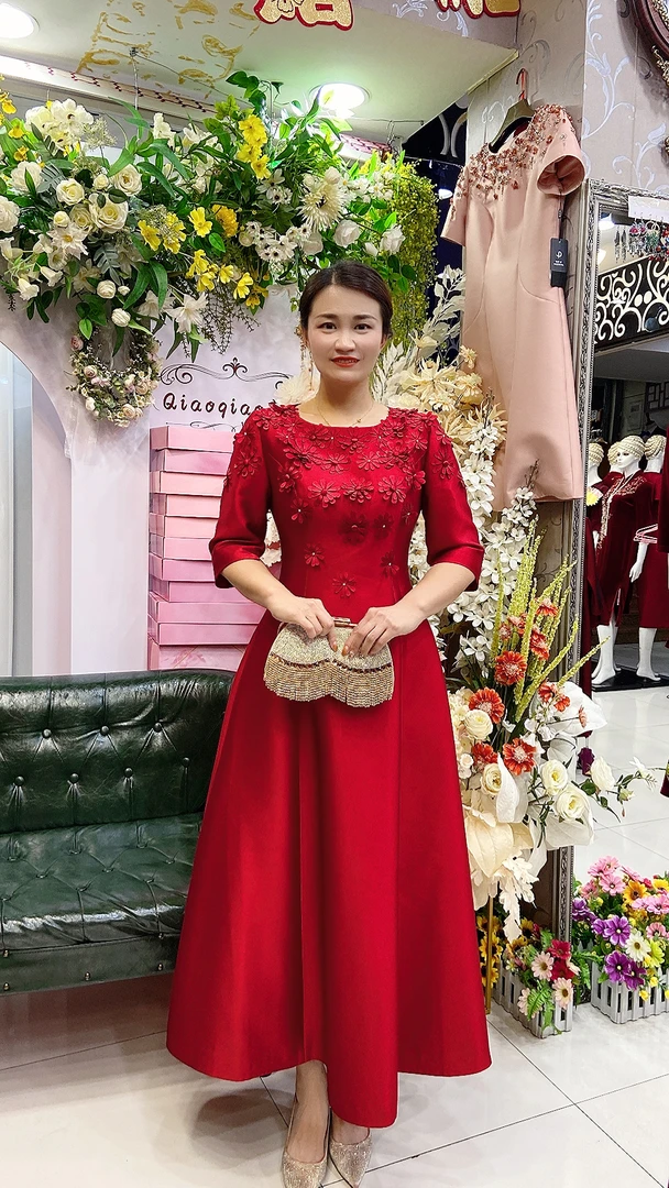 B519法式优雅长裙喜妈妈礼服连衣裙