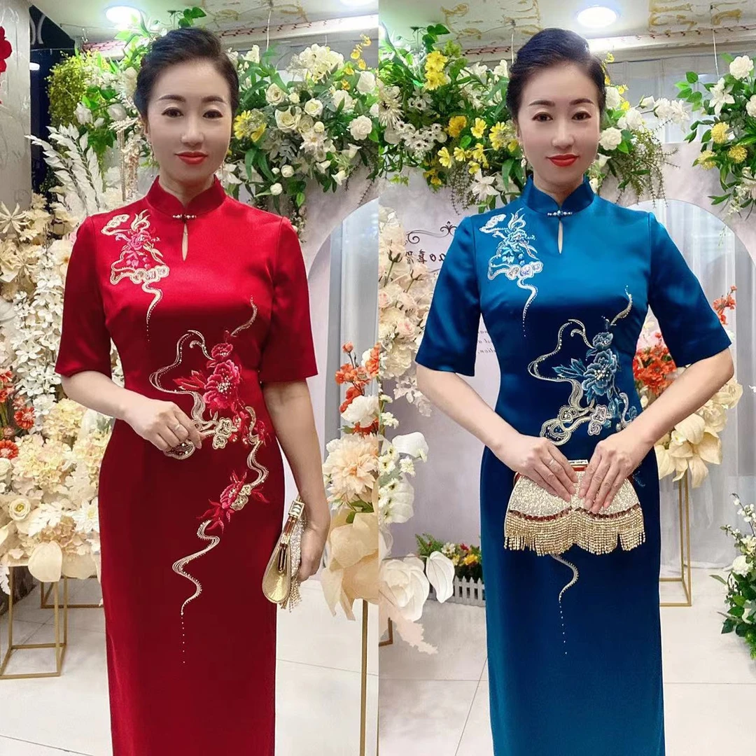 623930典雅气质三醋酸苏绣礼服旗袍