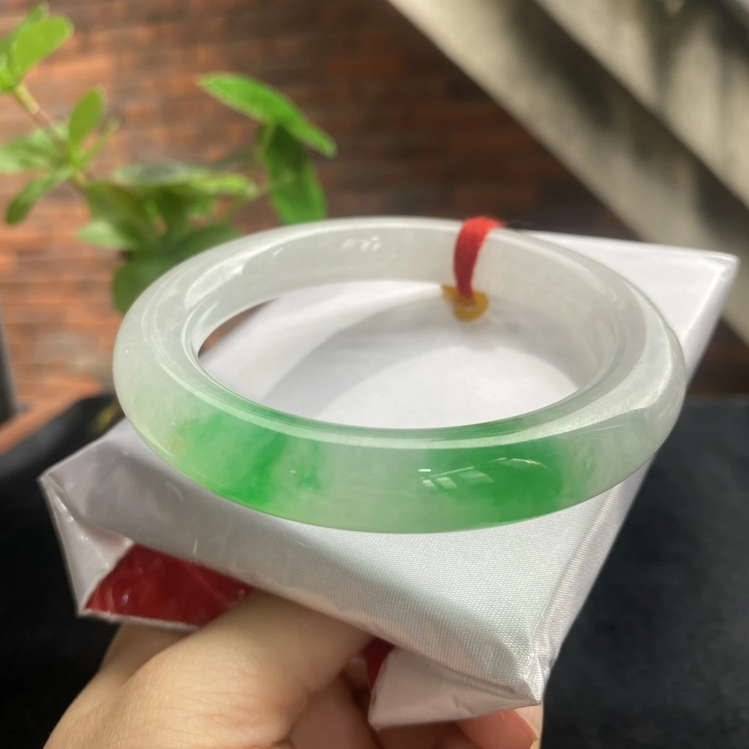 缅甸翡翠手镯冰种正阳圆条A货编号7758尺寸55.5-11.3-11