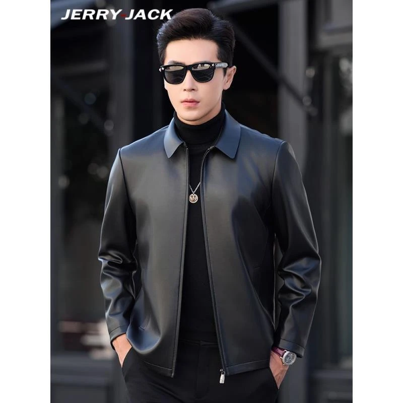 海宁男士皮夹克短款翻领男皮衣真皮绵羊皮商务休闲秋冬款皮外套