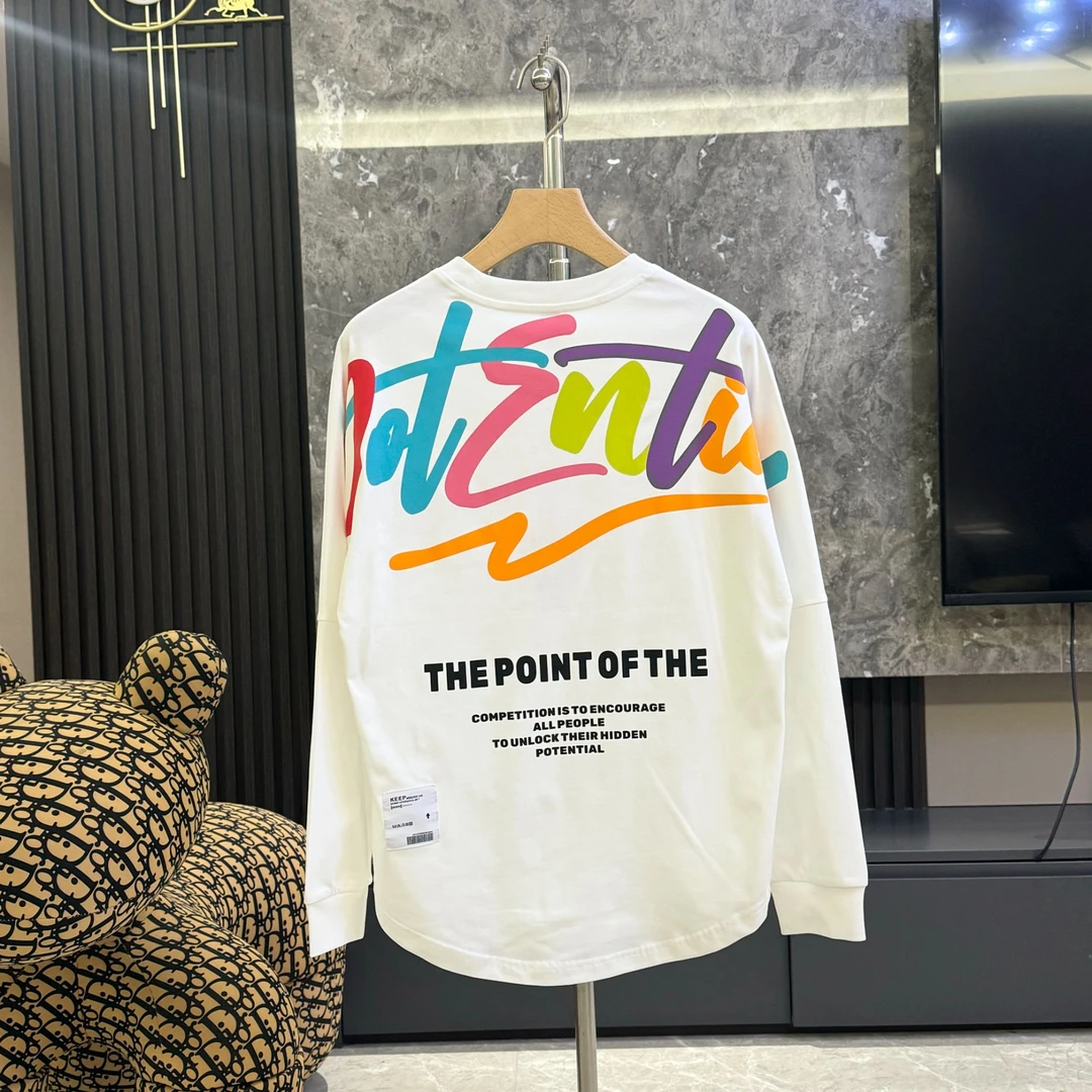 秋冬季新款男士个性彩绘字母卫潮流ins字母刺绣纯棉长袖上衣