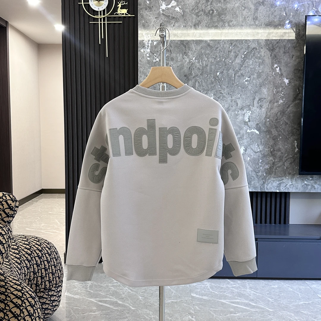 春季新款百搭宽松时尚后背刺绣字母情侣款加厚圆领长袖卫衣潮