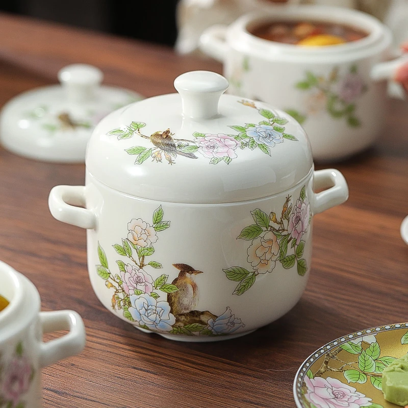 琴瑟和鸣炖盅1个装陶瓷大容量欧式带盖自用家用