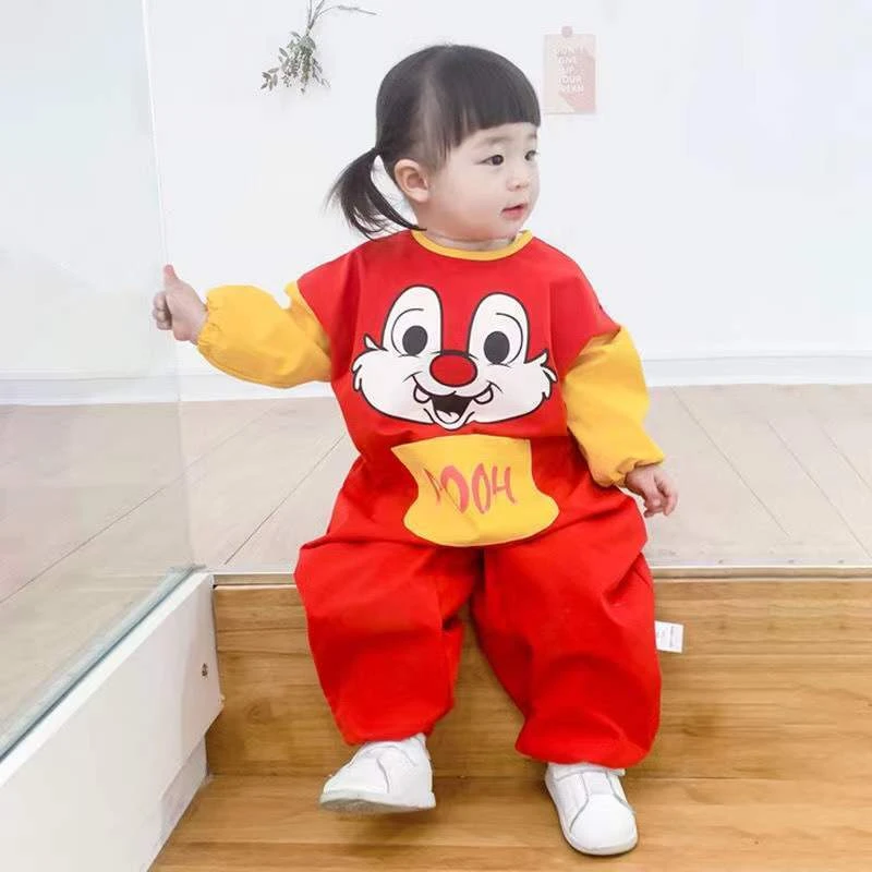 儿童连体罩衣秋冬款外穿可爱防水透气长袖婴儿爬爬服宝宝耐磨防脏