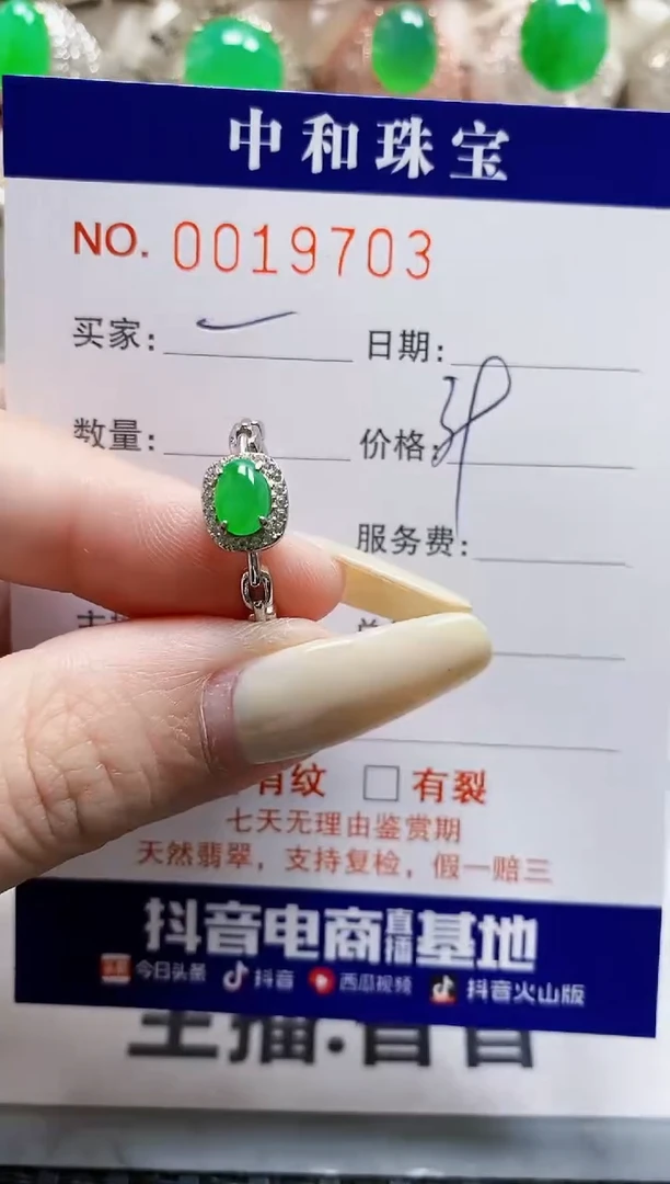 【闪购商品】翡翠戒指银S925镶嵌9703