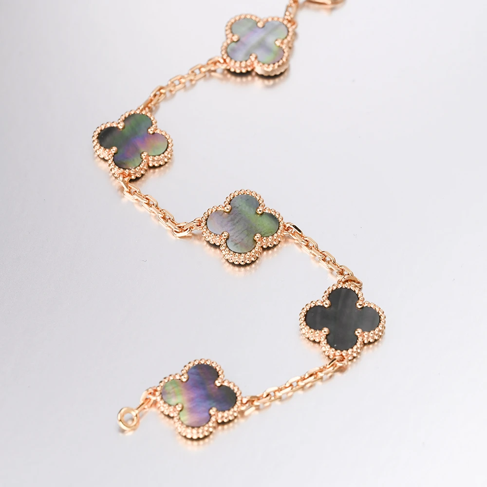 铜合金手链 极光灰贝五花手链真金电镀【V金系列】-2280