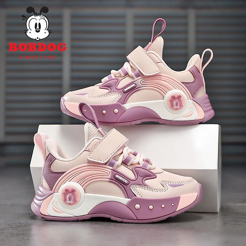 巴布豆女童运动鞋皮面加绒二棉2025秋冬新款公主轻便防滑儿童鞋子