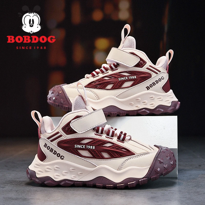 巴布豆女童运动鞋皮面防水2025春秋新款防滑轻便时尚软底儿童鞋子