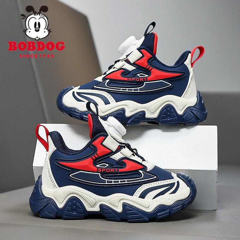 巴布豆男童运动鞋皮面防水2025春秋新款时尚轻便软底防滑儿童鞋子
