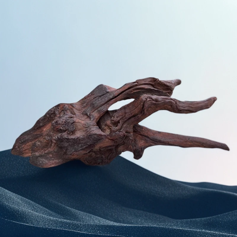 一物一拍天然紫柚木鱼缸造景龟爬木装饰摆件003