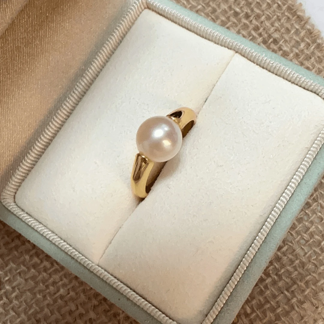 [中古] 8-9mms925银极光正圆极微瑕超时髦淡水无核戒指