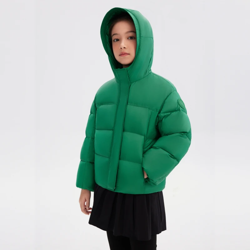 儿童2023新款女短款时尚轻暖感潮流连帽羽绒服T30143972DS