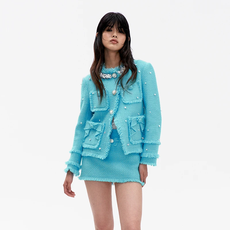 LE FAME/拉飞姆2024冬季新品休闲上衣新中式设计感小香风外套