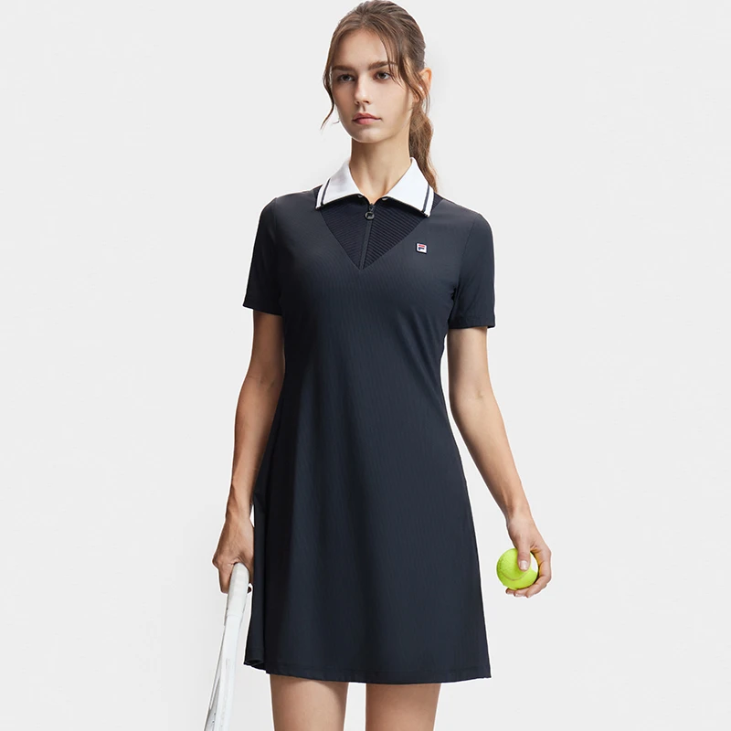 Fila/斐乐女款夏季【罗纹】（含短裤）运动休闲网球连衣裙A11W423304F
