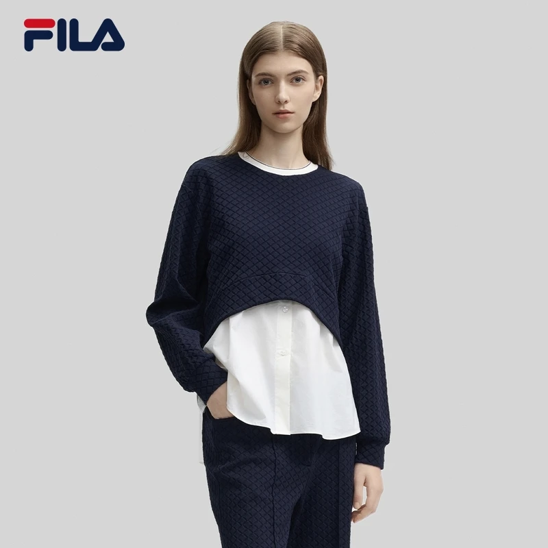 Fila/斐乐2024年秋季新款女士设计感户外休闲套头卫衣F11W444215F