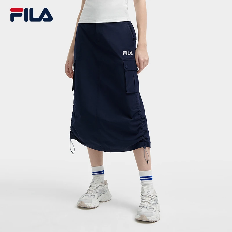 Fila/斐乐半身裙【显瘦显高】时尚夏季拼接工装风梭织裙F11W429310F