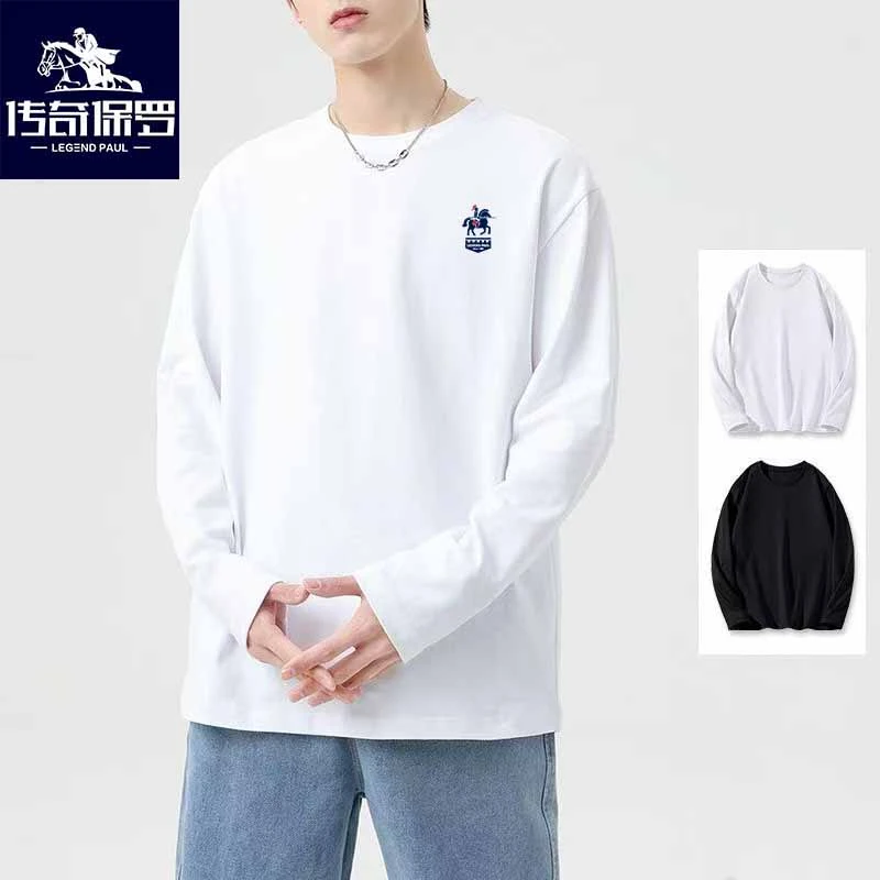 传奇保罗重磅运动长袖男士必备时尚休闲百搭潮流圆领不变形(Y)