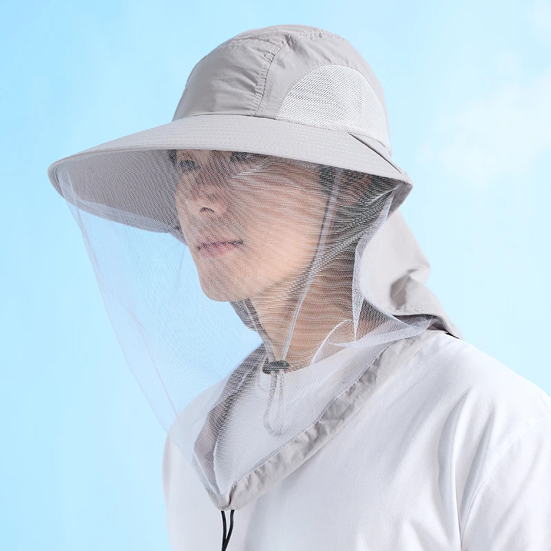 钓鱼防蚊帽男士防晒女户外登山防虫面罩防蜂头罩夏季夜钓遮阳帽子