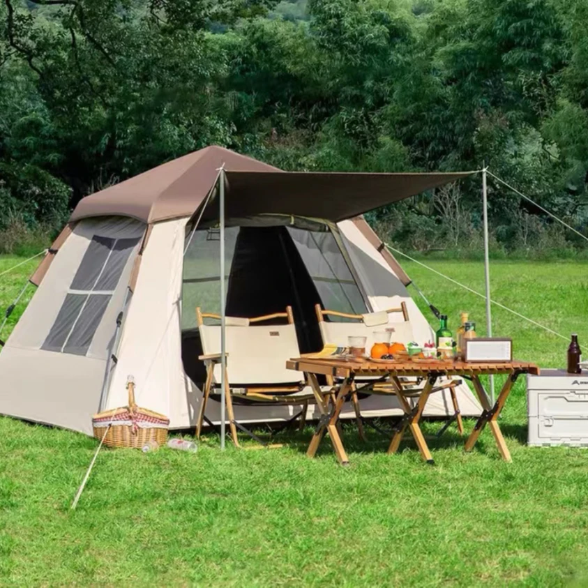 阿珂姆帐篷3-4人专业户外露营帐篷家庭用品带走野营装备防晒帐篷