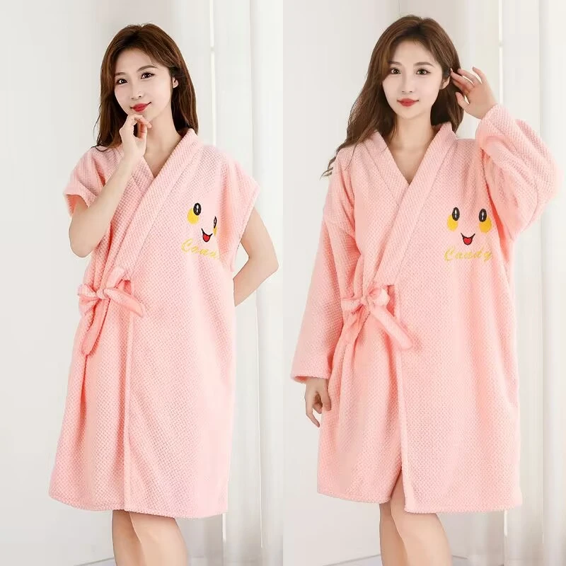 【80-160斤可穿】加厚长袖可穿式浴巾系带新款浴袍洗澡速干浴裙睡袍