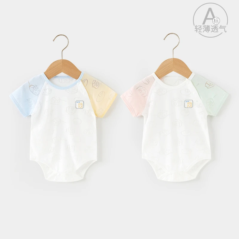 婴儿包屁衣夏季薄款初生宝宝短袖连体衣服夏装爬服新生儿三角哈衣