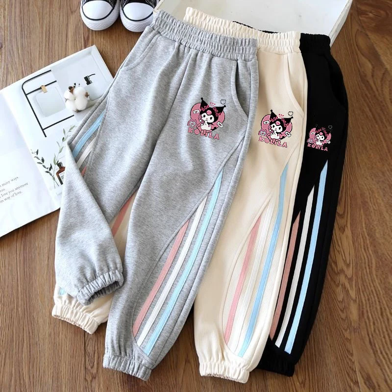 儿童精致高腰阔腿裤春秋加绒保暖束腿休闲长裤2024时尚百搭女童潮