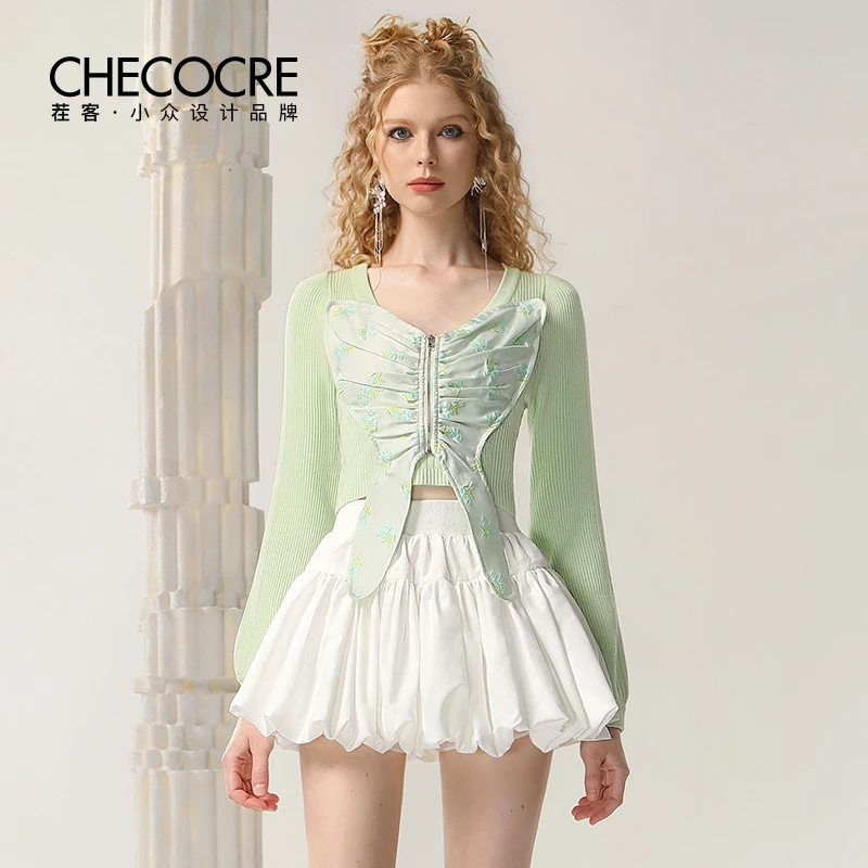 茬客针织衫年秋季新款立体提花蝴蝶套头甜美上衣女CM700462A