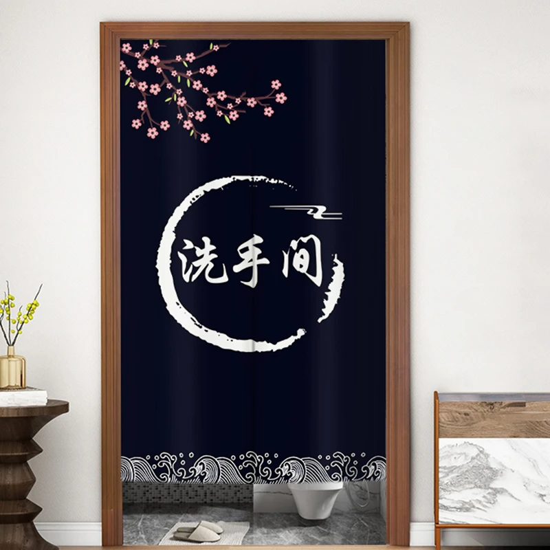 卫生间门帘厕所半帘遮挡帘全遮隔断帘免打孔家用商用魔术贴帘子