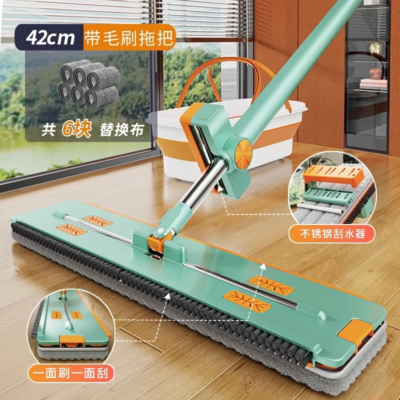【拍一发11 共6布送桶】42cm双刮平板拖把家用吸水干湿两用2024新款