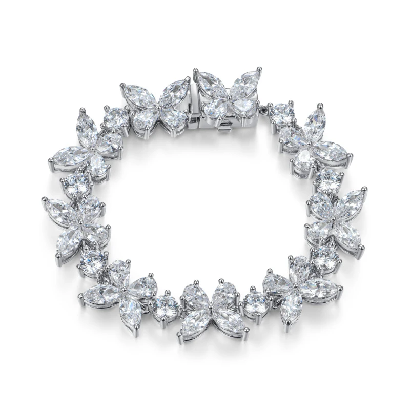 APORRO 铜合金锆石手链 蝴蝶系列异形石拼接满镶钻 轻奢气质优雅