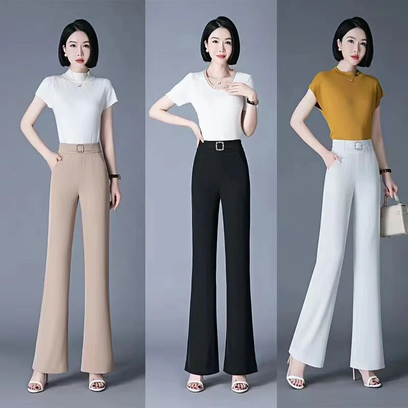 琦琦~春季*微喇*裤气质洋气时尚修身高腰显瘦弹力女裤通勤喇叭裤