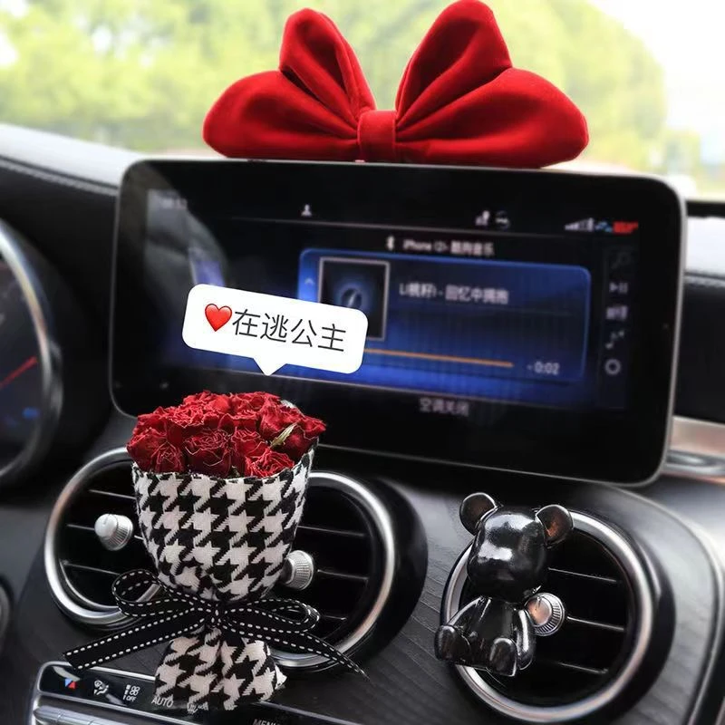 雪驹芭蕾公主女孩红色大蝴蝶结可爱网红ins车载摆件怎么粘都好看