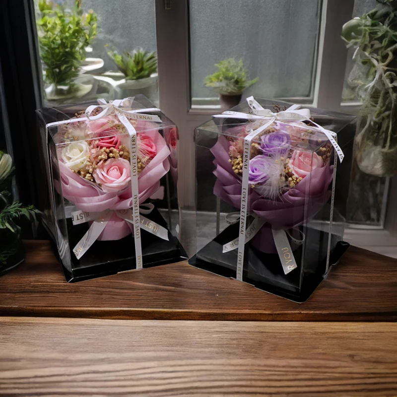 节日礼物仿真花香皂花礼盒圣诞节情人节送女友永生花干花花束现货