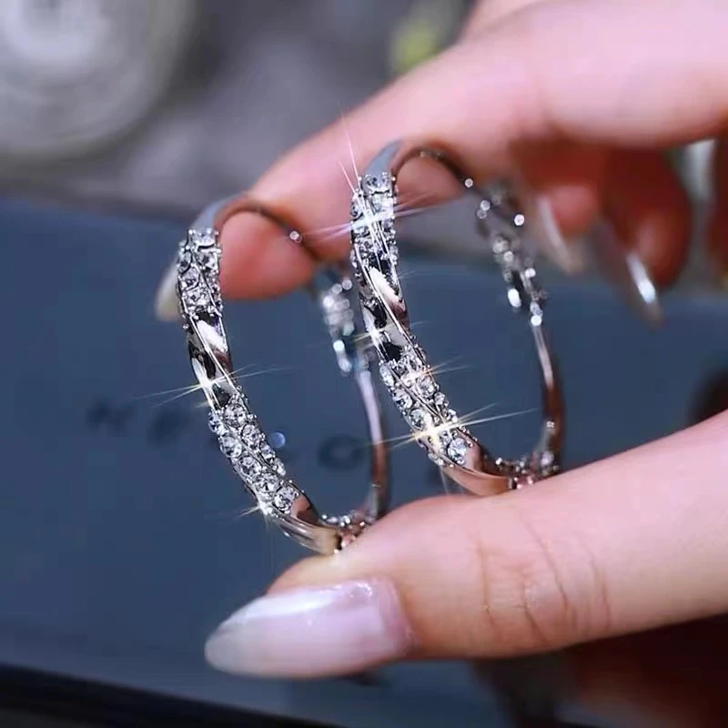 铜合金耳饰 夏日银色闪圈时尚大耳环大耳圈气质耳饰176