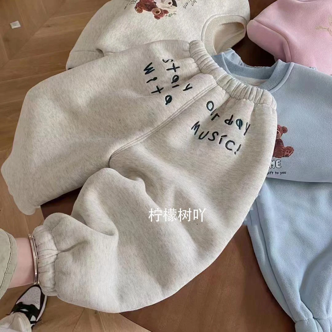 儿童加绒裤子冬季2023新款宝宝冬装加厚卫裤保暖中小童休闲运动裤