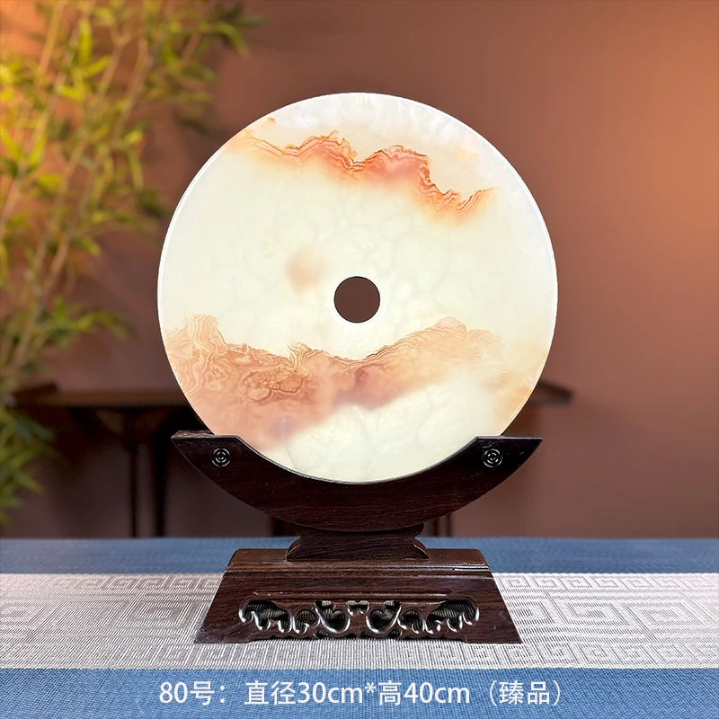 《30公分平安扣配实木底座》新中式摆件乔迁开业办公室客厅摆