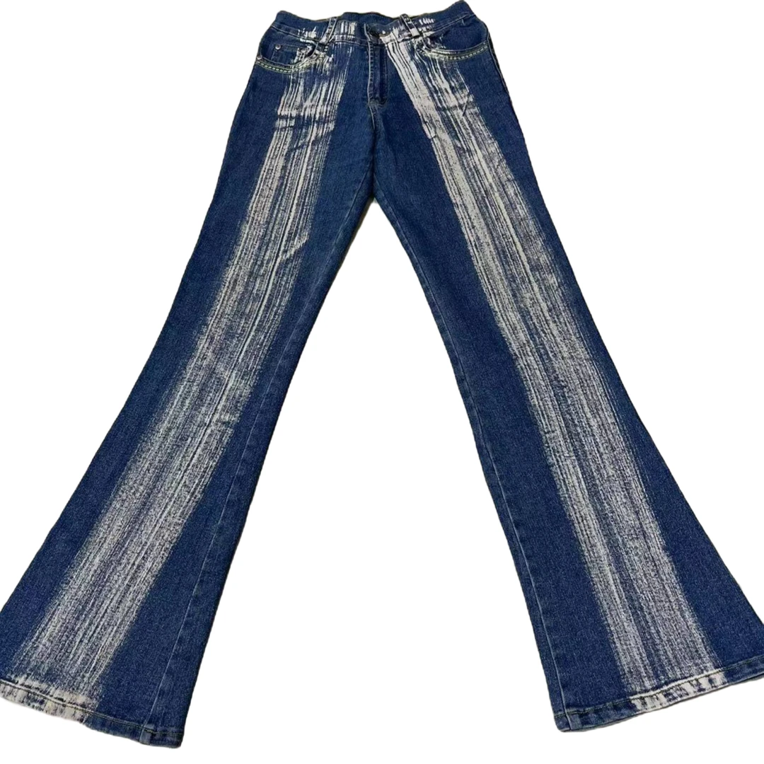 古着vintage春夏百搭牛仔喇叭长裤女士时尚夏季复古低腰酷辣甜美