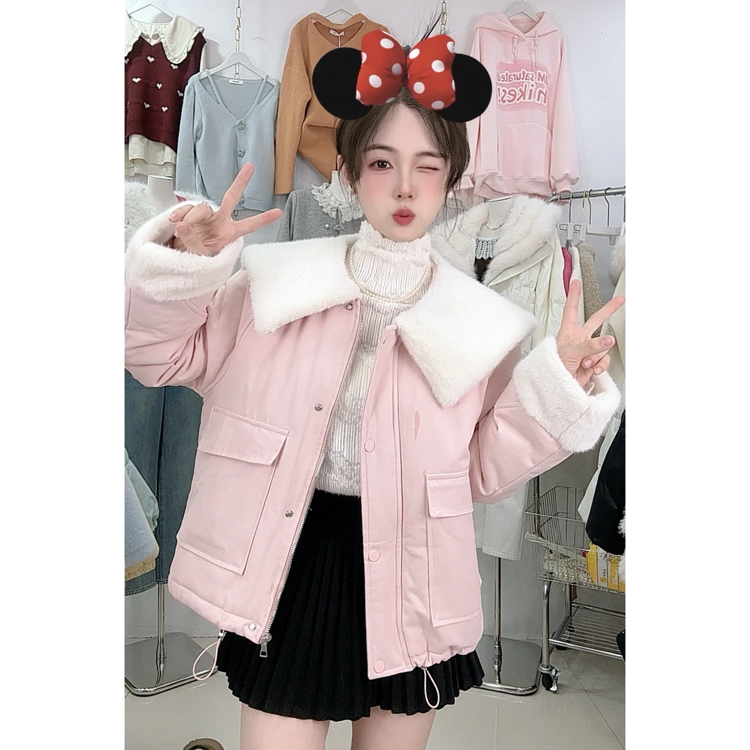 118减龄毛毛娃领外套（羽绒棉内胆）